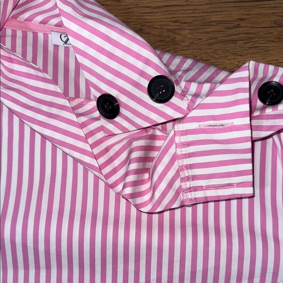 C/Z COLLECTION by CEZELE Pink Striped Women's Top with Button Detail - Picture 8 of 10